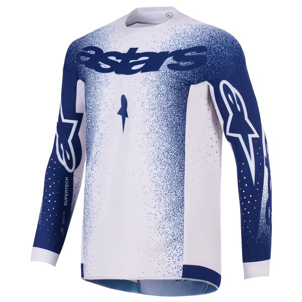 Motocross Jerseys Alpinestars Supertech Scenz Jersey Light Gray Dark Blue