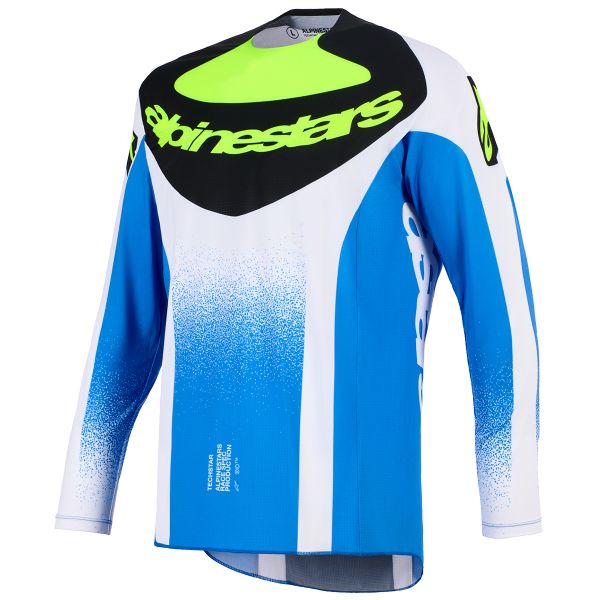 Motocross Jerseys Alpinestars Techstar Knif Jersey Ucla Blue Black Yellow Fluo