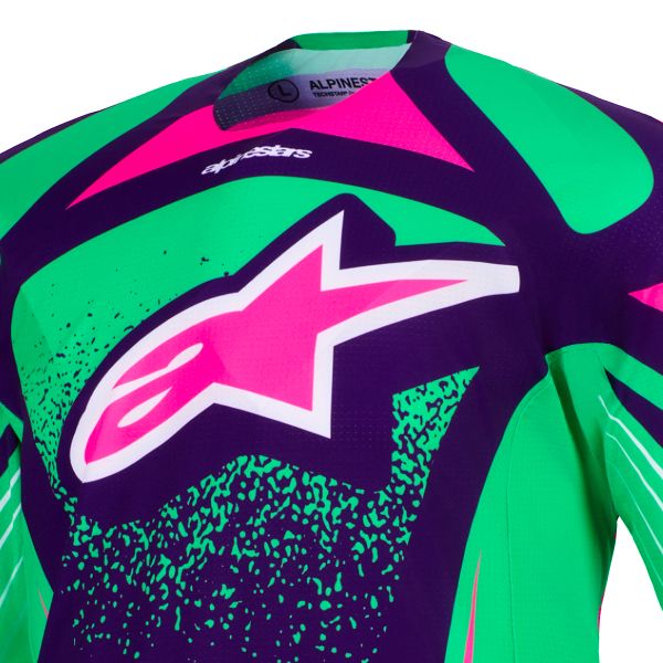 Alpinestars Techstar Nomur Jersey Deep Purple Green Pink Fluo
