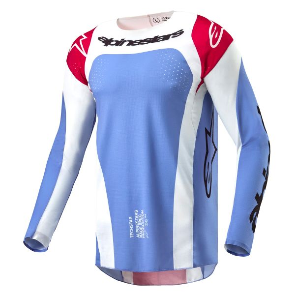 Motocross Jerseys Alpinestars Techstar Ocuri Light Blue Mars Red White