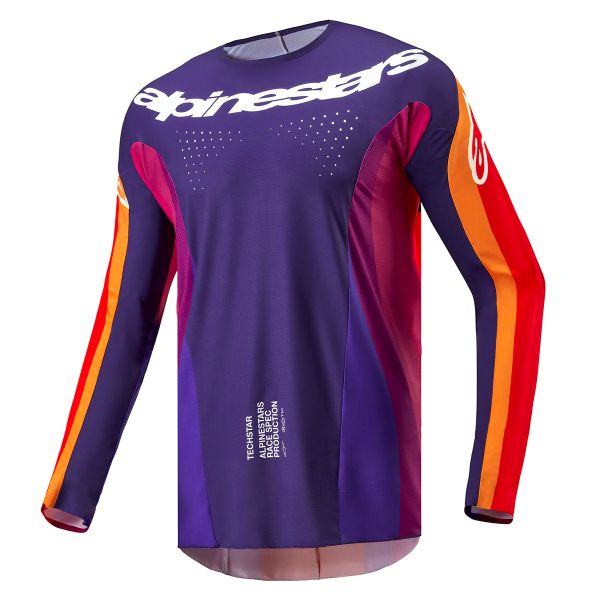 Motocross Jerseys Alpinestars Techstar Pneuma Deep Purple Orange Deep Blue