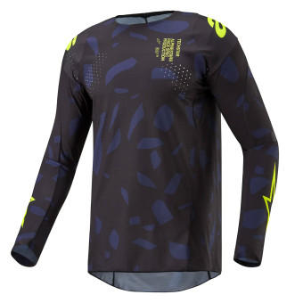 Motocross Jerseys Alpinestars Techstar Rantera Black Navy Yellow Fluo