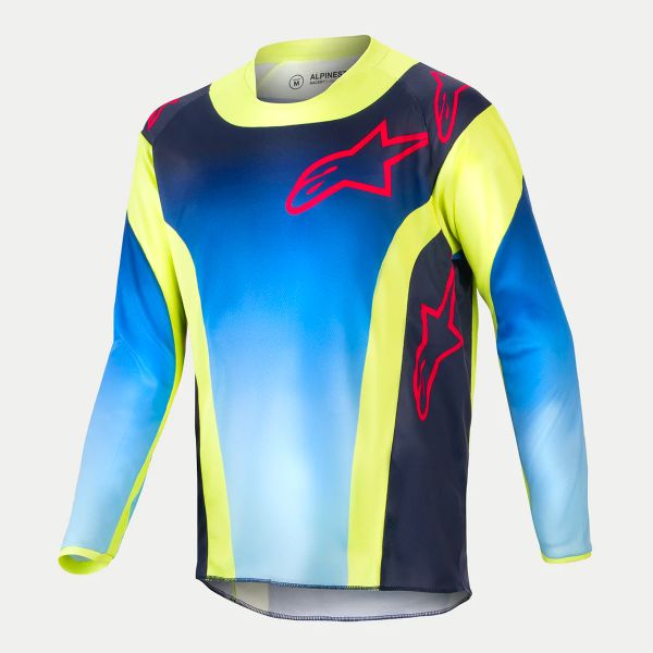 Motocross Jerseys Alpinestars Youth Racer Hoen Yellow Fluo Blue Night Navy