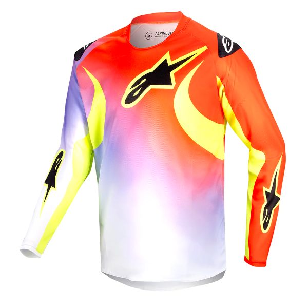 Motocross Jerseys Alpinestars Youth Racer Lucent White Neon Red Yellow Fluo