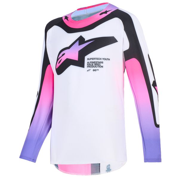 Motocross Jerseys Alpinestars Youth Supertech Vista Jersey White Purple Black