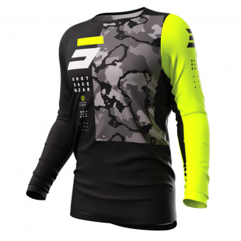 Motocross Jerseys SHOT Contact Camo 2.0 Neon Yellow