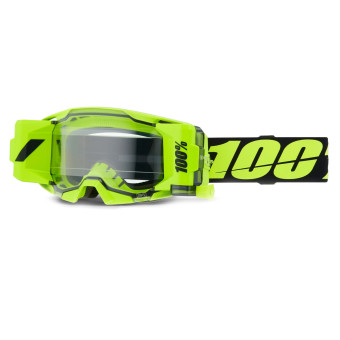 Motocross Goggles 100% Armatic Forecast Fluo Yellow - Clear visor Motocross Goggles 100% Armatic Forecast Fluo Yellow - Clear visor