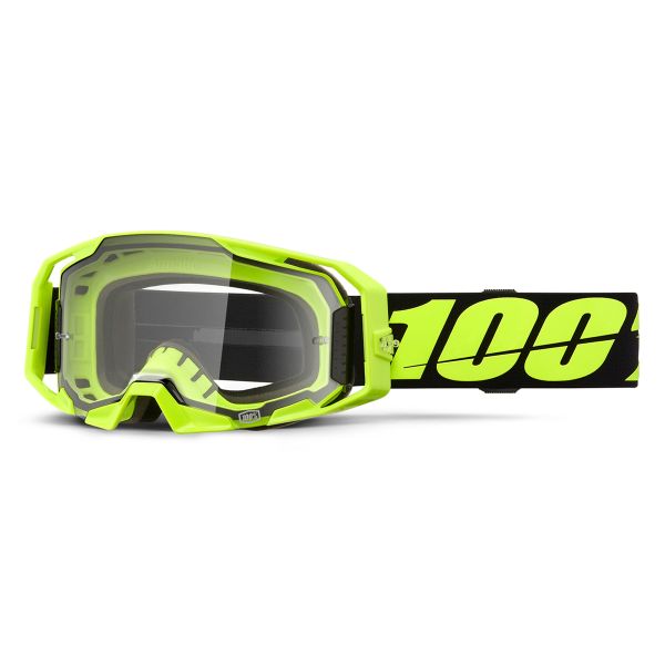 Motocross Goggles 100% Armatic Fluo Yellow - Clear visor