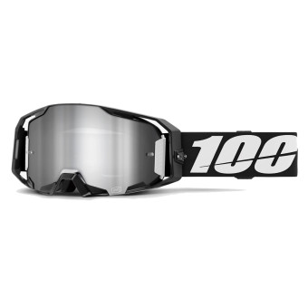 Motocross Goggles 100% Armatic Black - Mirror Silver Flash visor Motocross Goggles 100% Armatic Black - Mirror Silver Flash visor