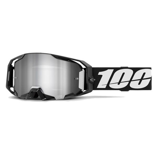 Motocross Goggles 100% Armatic Black - Mirror Silver Flash visor