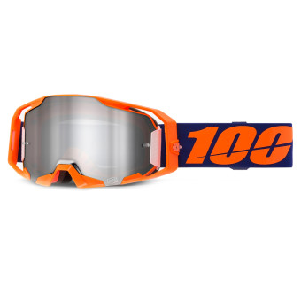 Motocross Goggles 100% Armatic Orange Fluo - Mirror Silver visor