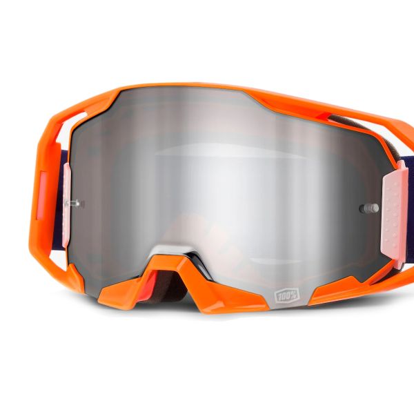 100% Armatic Orange Fluo - Mirror Silver visor