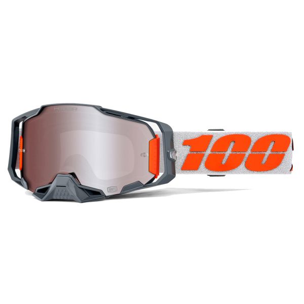 Motocross Goggles 100% Armega HiPER Silver - Mirror Silver visor