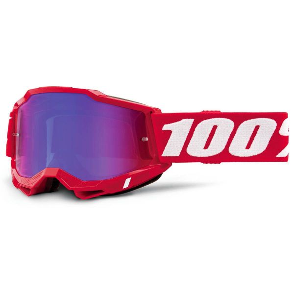 Motocross Goggles 100% Accuri 2 Red Kid - Iridium Red Blue