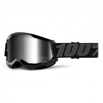 Motocross Goggles 100% Strata 2 Black - Iridium Silver Motocross Goggles 100% Strata 2 Black - Iridium Silver