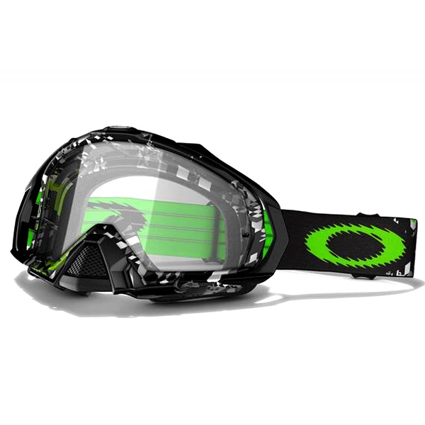 Motocross Goggles Oakley Mayhem MX Green Shattered