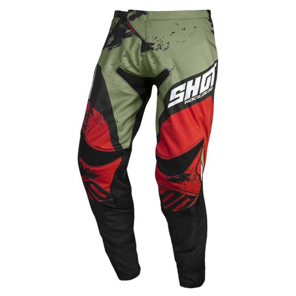 Motocross Trousers SHOT Contact Shadow Kaki Red Pant