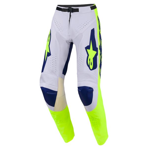 Motocross Trousers Alpinestars Racer Air Riway Pants Light Gray Yellow Fluo Blue