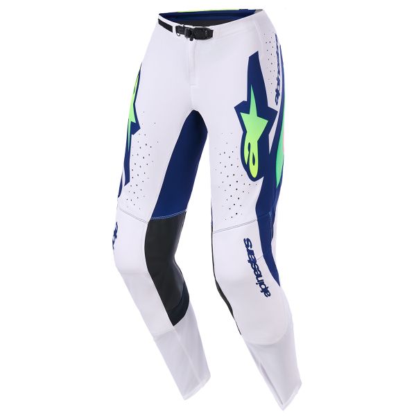 Motocross Trousers Alpinestars Supertech Vista Pants Light Gray Yellow Fluo Blue