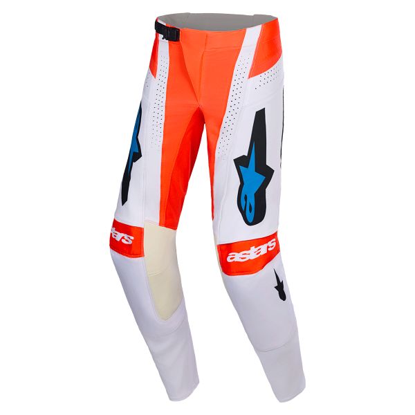 Motocross Trousers Alpinestars Techstar Knif Pants Light Gray Orange Fluo Black