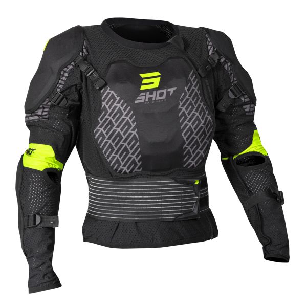 Motocross Protective Vest SHOT Optimal Neon Yellow Black Jacket Kid