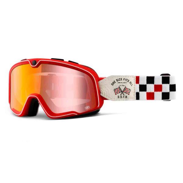 Motorcycle Goggles 100% Barstow Osfa 2 Mirror Red Lens