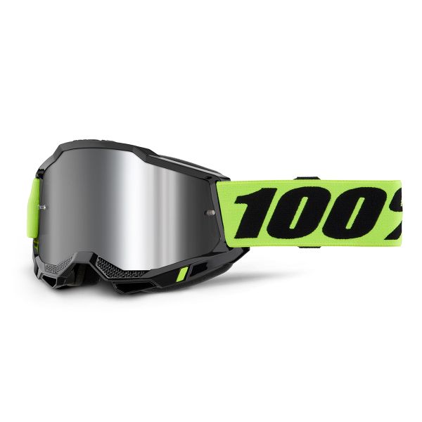 Motocross Goggles 100% Accuri 2 Neon Yellow - Iridium Silver Motocross Goggles 100% Accuri 2 Neon Yellow - Iridium Silver