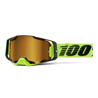 Motocross Goggles 100% Armega Neon Yellow - Iridium Gold Motocross Goggles 100% Armega Neon Yellow - Iridium Gold