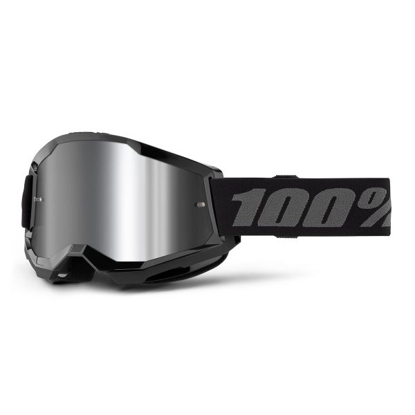 Motocross Goggles 100% Strata 2 Black- Iridium Silver Motocross Goggles 100% Strata 2 Black- Iridium Silver