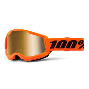 Motocross Goggles 100% Strata 2 Orange Neon - Iridium Gold Motocross Goggles 100% Strata 2 Orange Neon - Iridium Gold