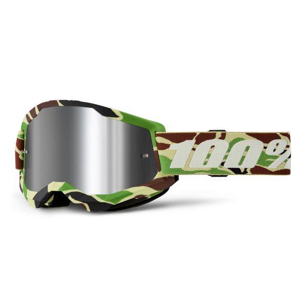 Motocross Goggles 100% Strata 2 War Camo - Iridium Silver Motocross Goggles 100% Strata 2 War Camo - Iridium Silver
