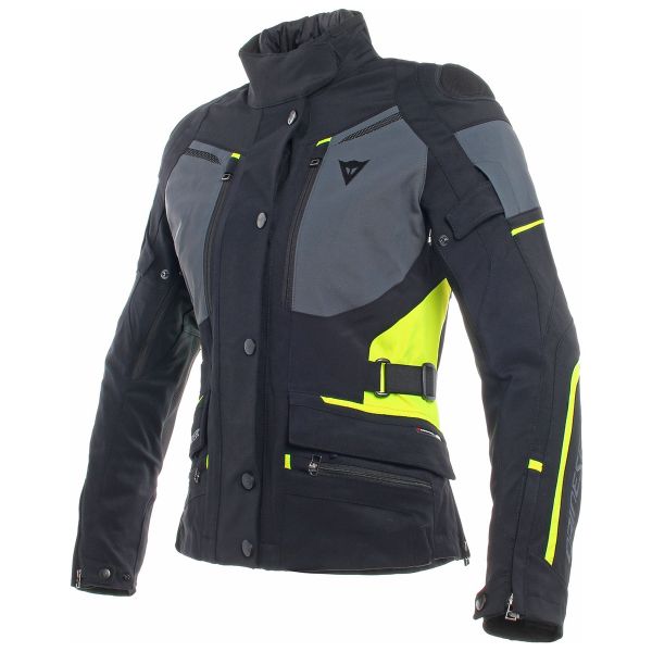Motorcycle Coats Dainese Carve Master 2 Lady Gore-Tex Black Ebony Fluo Yellow