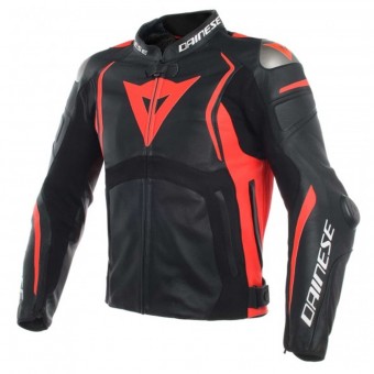 Motorcycle Jackets Dainese Mugello Leather Black Fluo Red