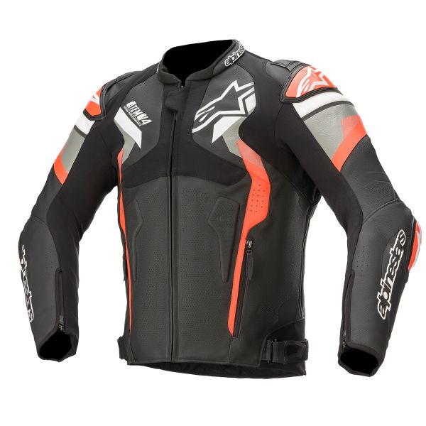 Motorcycle Jackets Alpinestars Atem V4 Black Mid Gray Red Fluo