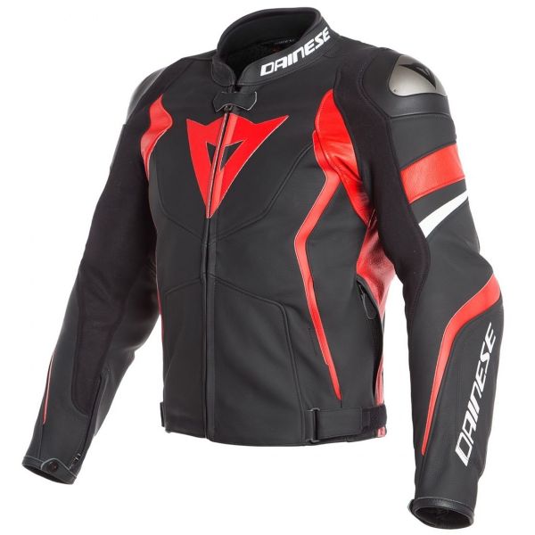Motorcycle Jackets Dainese Avro 4 Black Matt Lava Red White