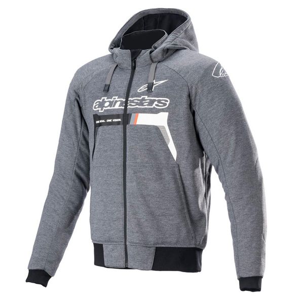 Motorcycle Jackets Alpinestars Chrome Ignition Hoodie Melange Dark Grey White