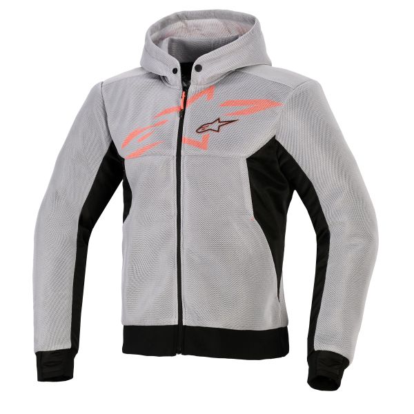 Motorcycle Jackets Alpinestars Chrome Superairflow Hoodie Black Mid Gray Red Fluo