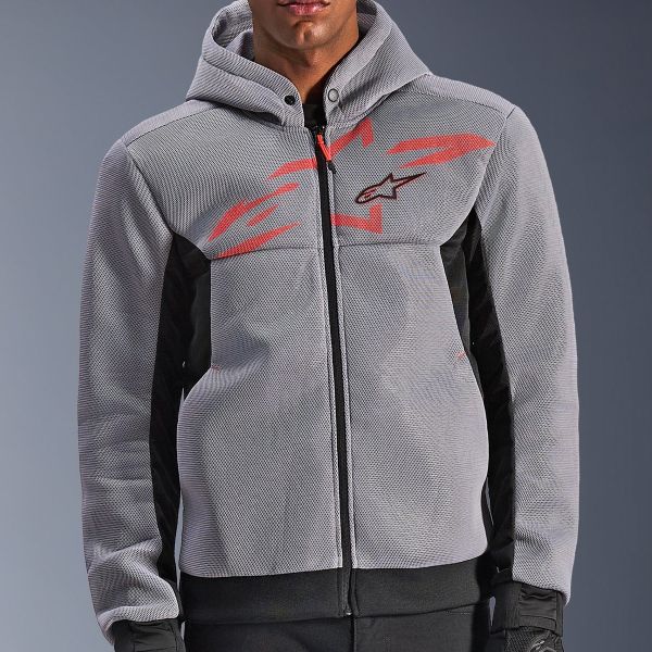 Alpinestars Chrome Superairflow Hoodie Black Mid Gray Red Fluo