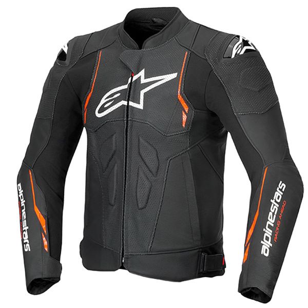 Motorcycle Jackets Alpinestars Dusk Airflow Leather Black Red Fluo Motorcycle Jackets Alpinestars Dusk Airflow Leather Black Red Fluo