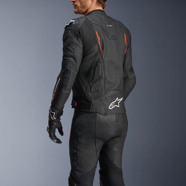 Alpinestars Dusk Airflow Leather Black Red Fluo