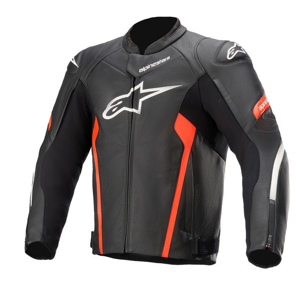 Motorcycle Jackets Alpinestars Faster V2 Leather Black Red Fluo