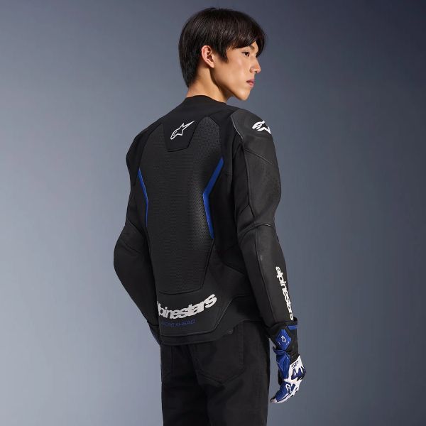 Alpinestars GP Force V2 Leather Airflow Black Metallic Blue