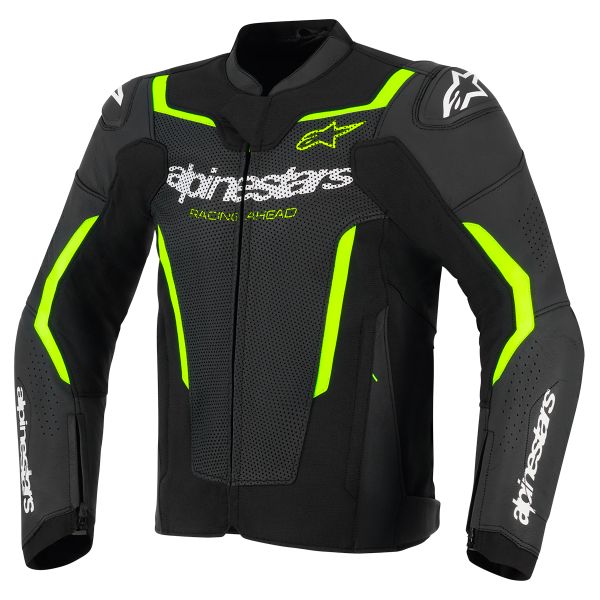 Motorcycle Jackets Alpinestars GP Force V2 Leather Airflow Black Yellow Fluo