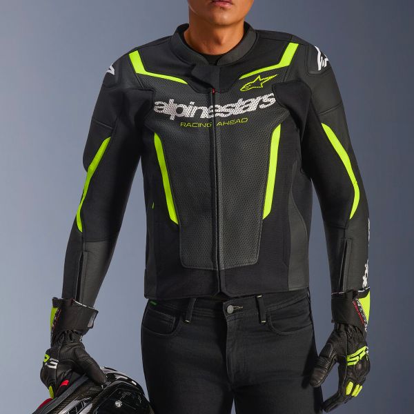 Alpinestars GP Force V2 Leather Airflow Black Yellow Fluo