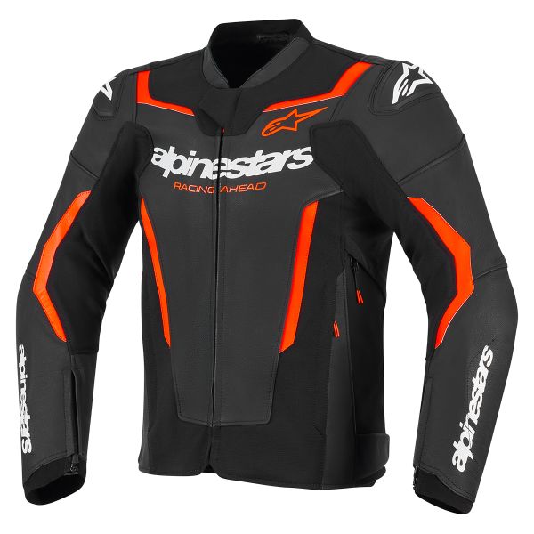 Motorcycle Jackets Alpinestars GP Force V2 Leather Black Red Fluo