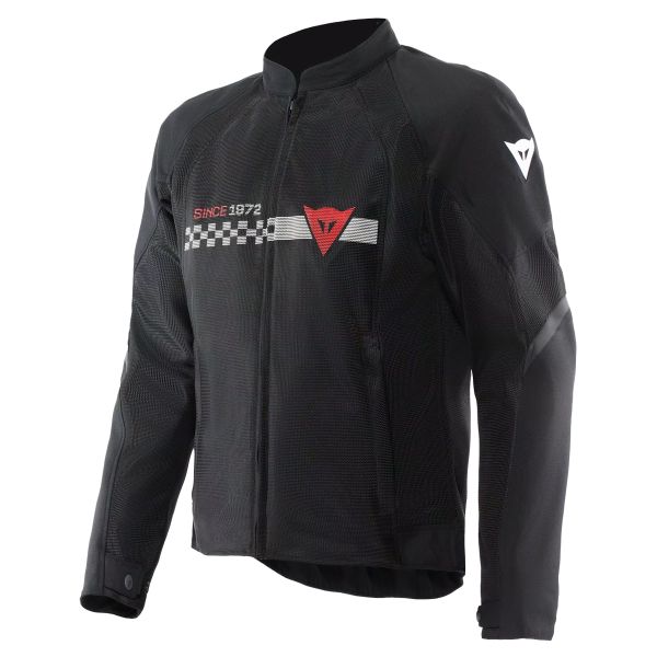 Motorcycle Jackets Dainese Herosphere Air Tex Black White Stripes Red