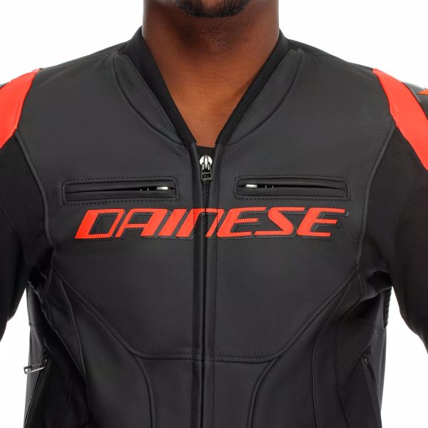 Dainese Racing 5 Leather Black Red Fluo