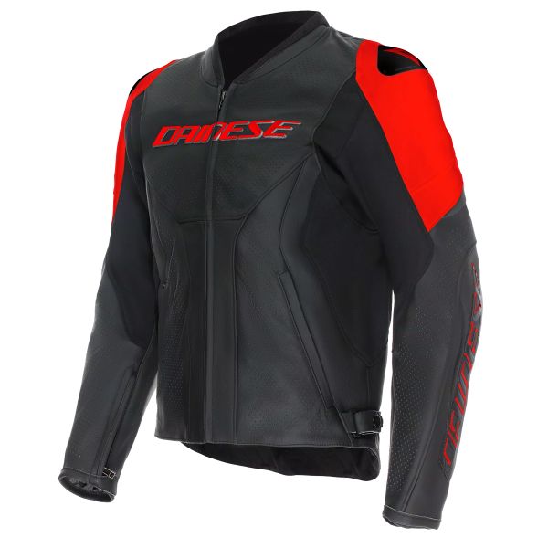 Motorcycle Jackets Dainese Racing 5 Perf Leather Black Red Fluo