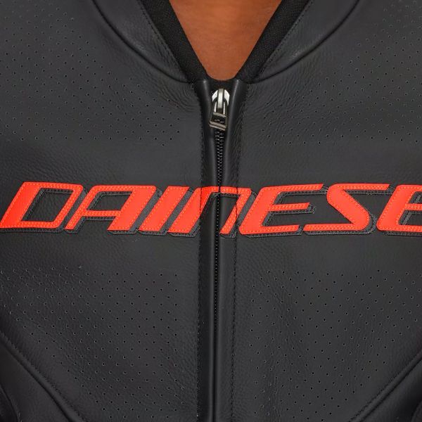 Dainese Racing 5 Perf Leather Black Red Fluo