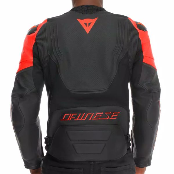 Dainese Racing 5 Perf Leather Black Red Fluo